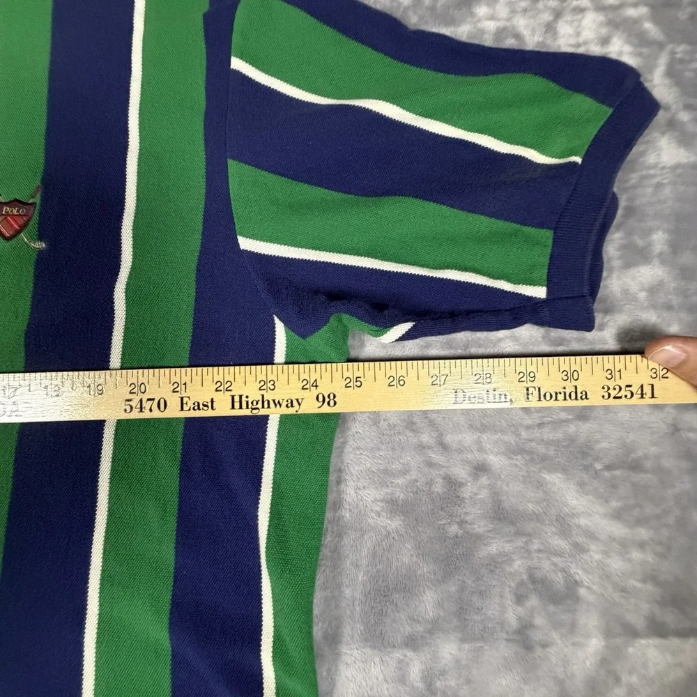 Vtg Polo Ralph Lauren Shirt Men's XL Stripes Crest Embroidery Preppy Y2K Knit